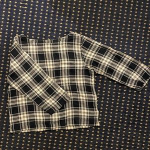 Plaid three quarter sleeve shirt- Madewell M